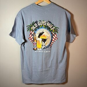 New Old Guys Rule T Shirt Red White & Brew Men's Size Large